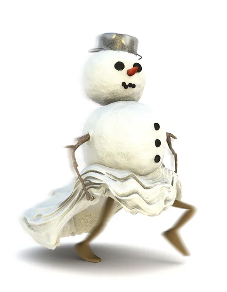 stock image Schneemann rennt weg. Snowman running away.