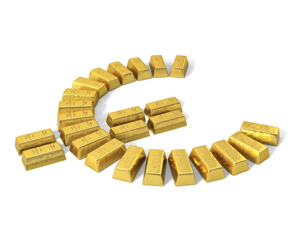 Symbol eura od zlatých prutů, perspektiva. — Stock fotografie