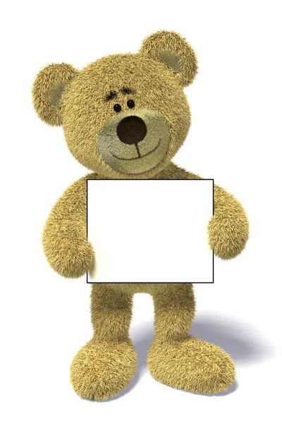 Teddy Bear holding a sign — Stock Photo, Image