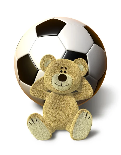 oyuncak ayı futbol topuyla rahatlatır