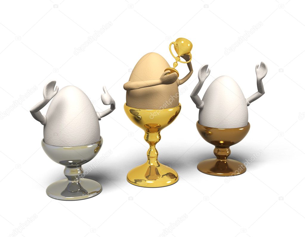 Eggs - three winner in egg-cups