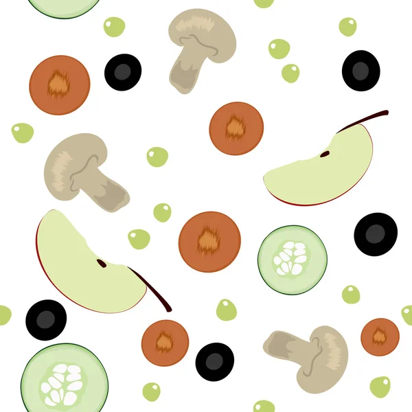 Vector Seamless Pattern Fruits Vegetables — Stock Vector