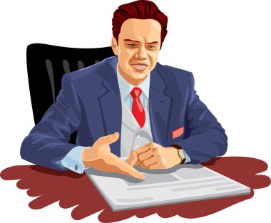 Leader reads newspaper. clipart