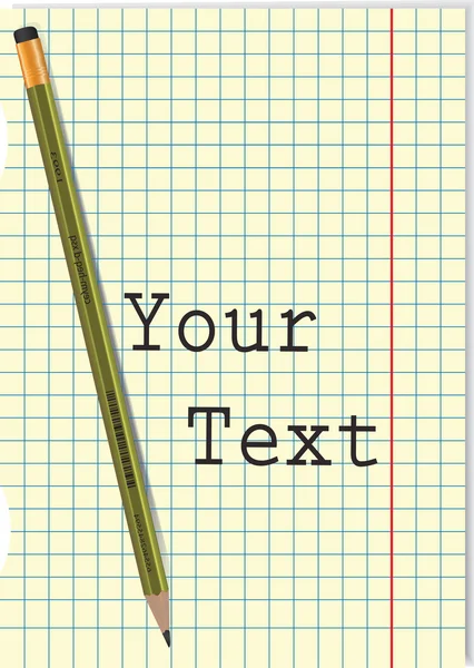 Vector Pencil Blank Sheet Paper Ready Your Own Text — Stock Vector