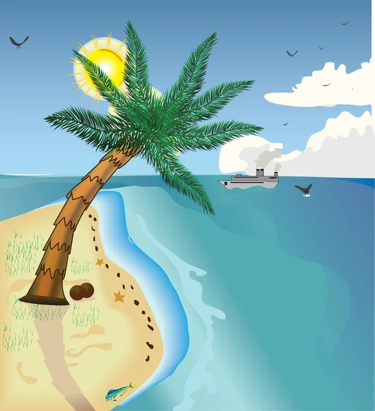 stock vector Vector illustration of tropical beach summer paradise