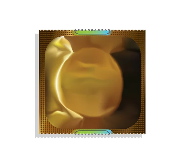 Zlatý obal kondomu. — Stockový vektor