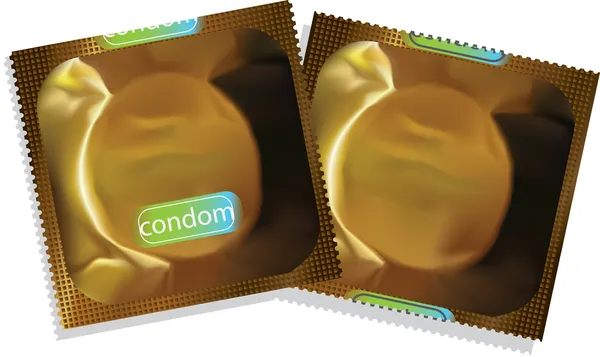 Gouden condoom packet. — Stockvector