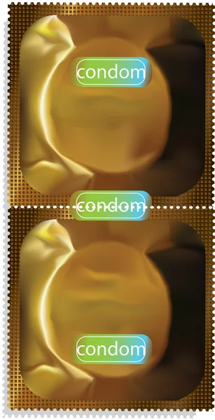 Pacote de preservativo dourado . —  Vetores de Stock