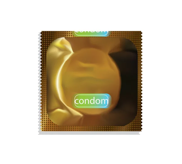 Zlatý obal kondomu. Stock Vektory