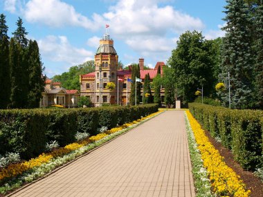 Old castle with a tower in Sigulda, Latvia clipart