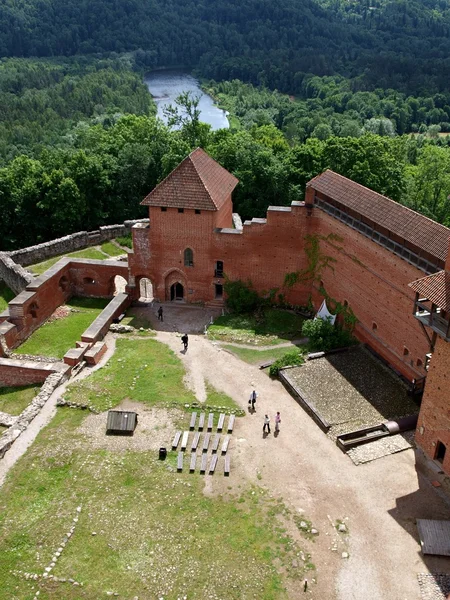 stock image Tower Bergfried and ruins of Turaida medieval Castle, Latvia, Europe