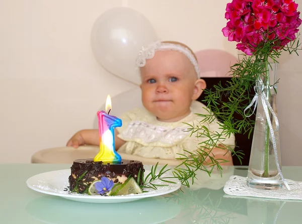 Niña Celebrando Primer Cumpleaños — Foto de Stock