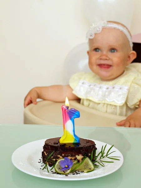 Little Girl Celebrating First Birthday — Stock Photo, Image