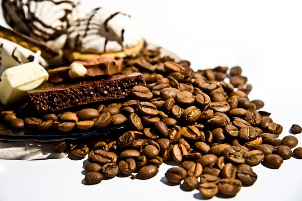Kávé Darab Csokoládét Jogdíjmentes Stock Fotók