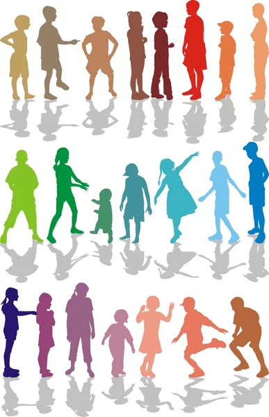 Silhouettes couleur enfants — Image vectorielle