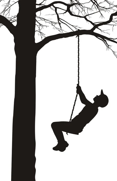 Kind Schaukelt Auf Bank Hängt Baum — Stockvektor