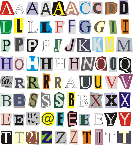 Gazeteden kesilmiş alfabesi — Stok Vektör