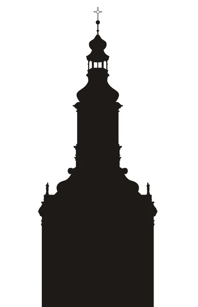 Silhouette Della Costruzione Una Chiesa Nella Cosiddetta Piccola Roma Slovacchia — Vettoriale Stock
