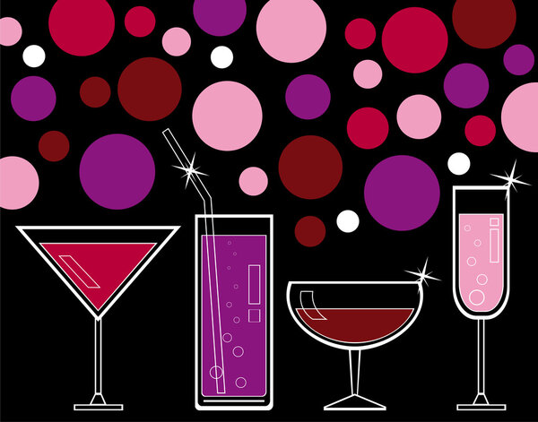 Vector illustration of alcoholic drinks and juice