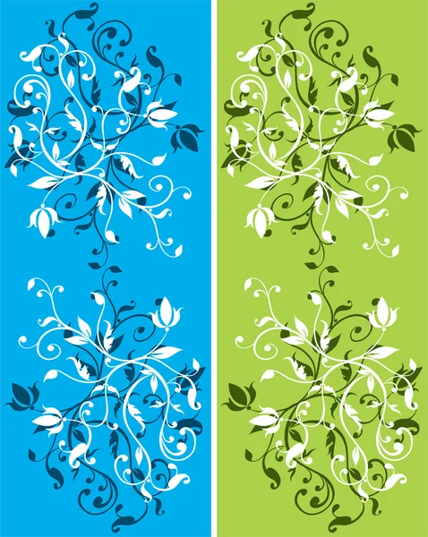 Ensemble Vectoriel Milieux Floraux Abstraits — Image vectorielle