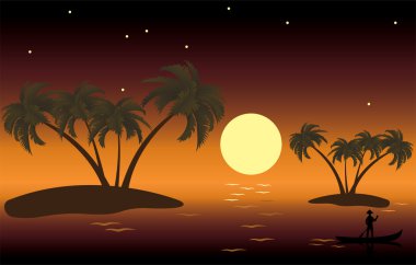 Vector illustration of tropical palm islands clipart