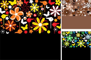 Set of abstract floral backgrounds clipart