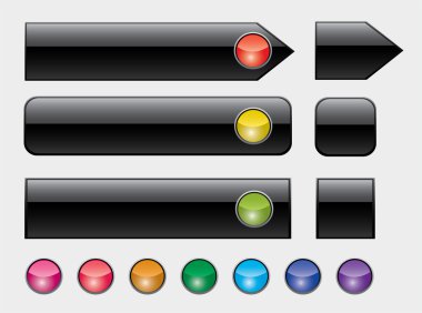 Vector illustration of web buttons with colorful lights clipart