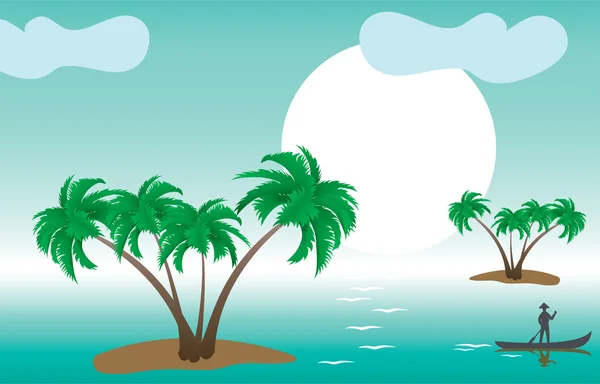 Îles tropicales de palmiers — Image vectorielle