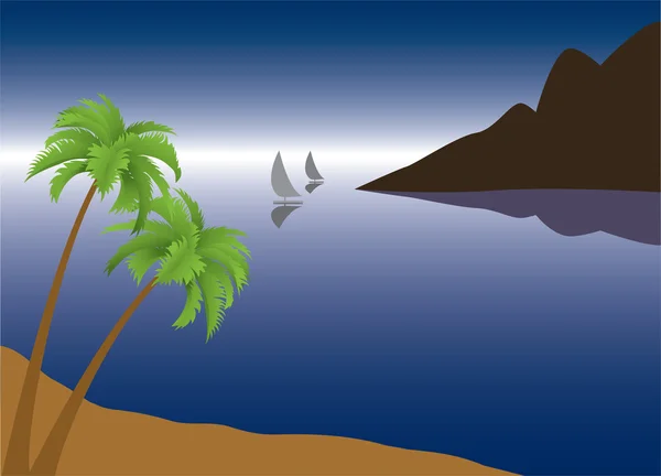 Plage de palmiers tropicaux — Image vectorielle