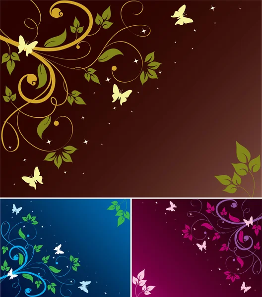 Set van abstract floral achtergronden — Stockvector
