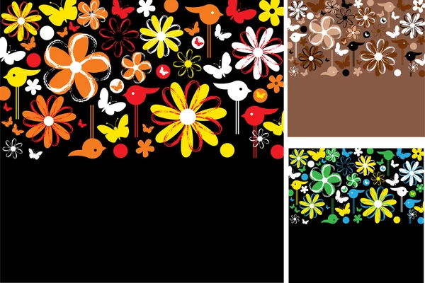 Set van abstract floral achtergronden — Stockvector