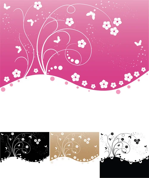 Vector Set Abstract Floral Backgrounds Space Your Text — Stock Vector