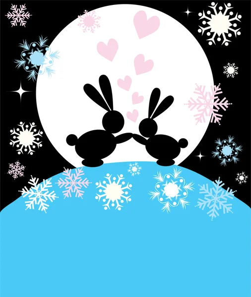 Vektor Illustration Två Kaniner Kärlek — Stock vektor