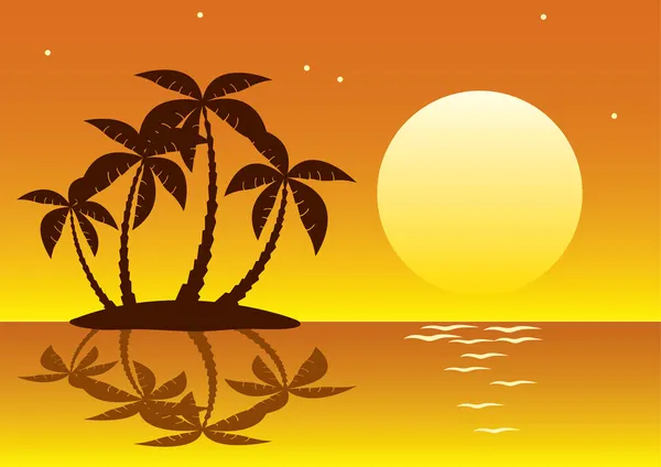 Tropische Palmeiland — Stockvector