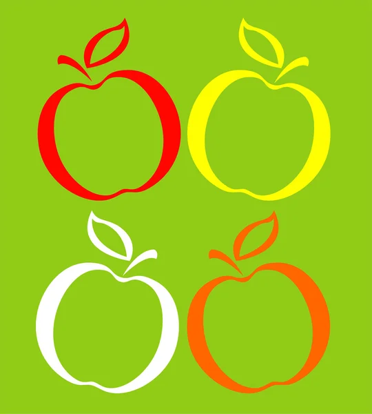 着色されたリンゴのセット — ストックベクタ