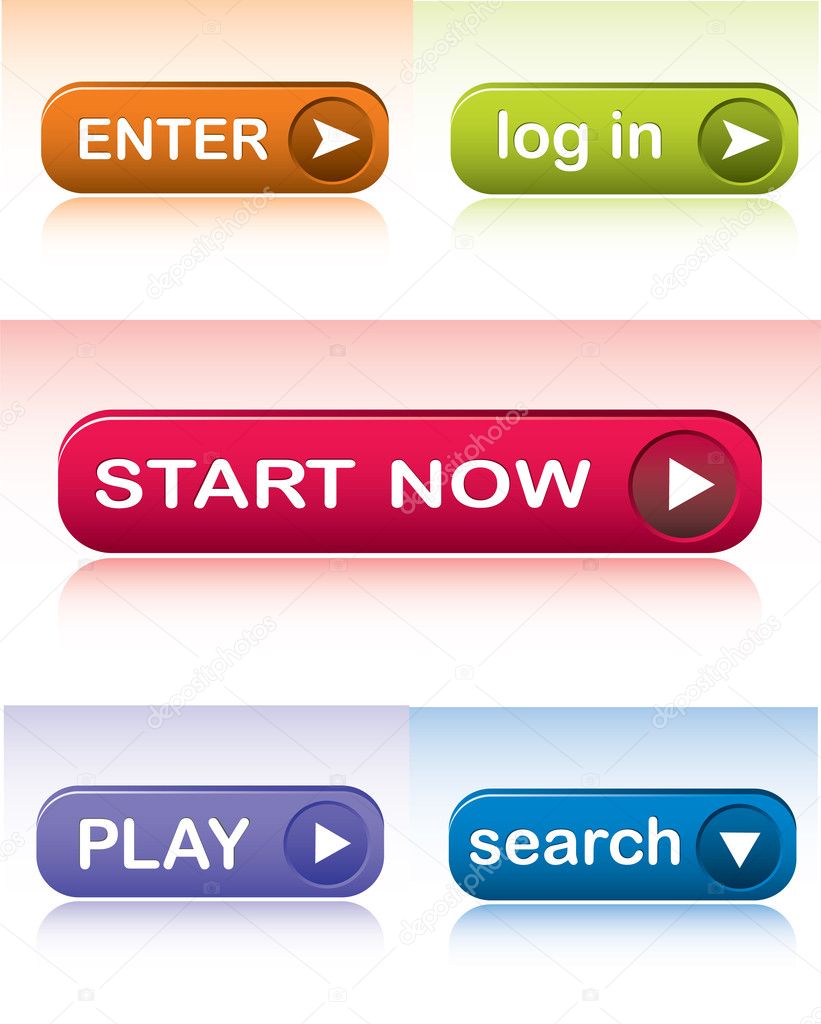 Vector set of colored web buttons with reflection