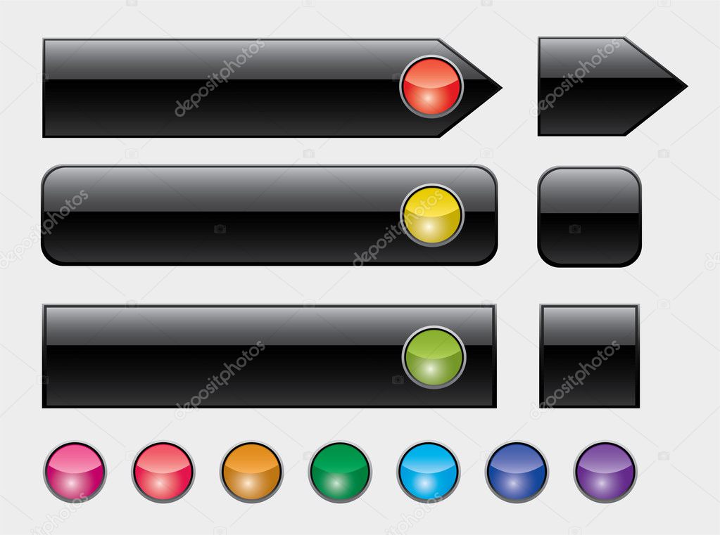 Vector illustration of web buttons with colorful lights