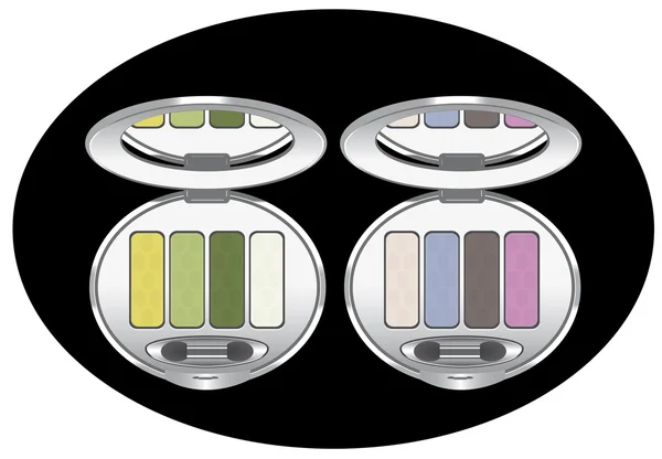 Conjuntos Sombras Ojos Multicolores Aislados Negro Vector — Vector de stock