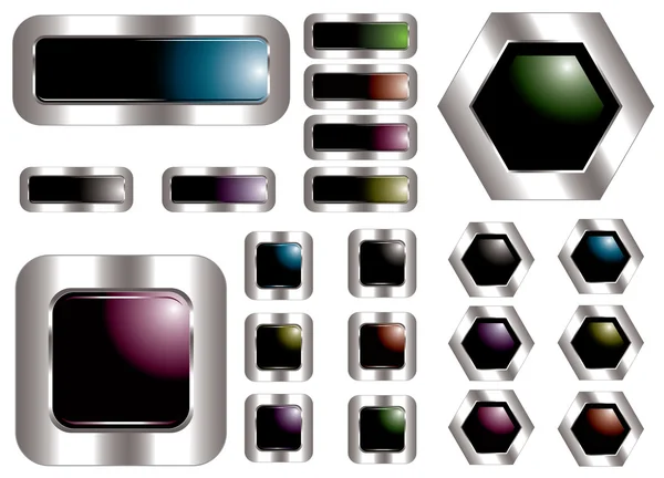 Vector Set Van Kleurrijke Metalen Knoppen — Stockvector