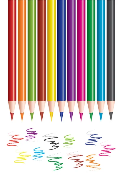 Ensemble Vectoriel Crayons Couleur Gribouillis — Image vectorielle
