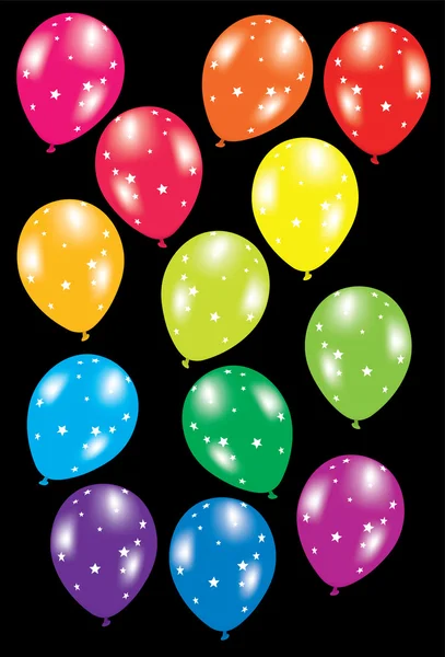 Bunte Luftballons mit Sternen — Stockvektor