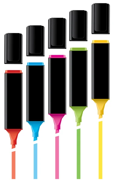 Stock vector Colorful highlighters with caps