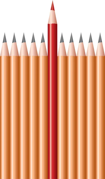 Σύνολο μόλυβδος μολύβια και ένα κόκκινο μολύβι — Διανυσματικό Αρχείο