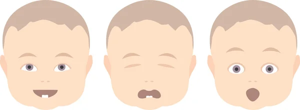 Bébé garçon avec diverses expressions du visage — Image vectorielle