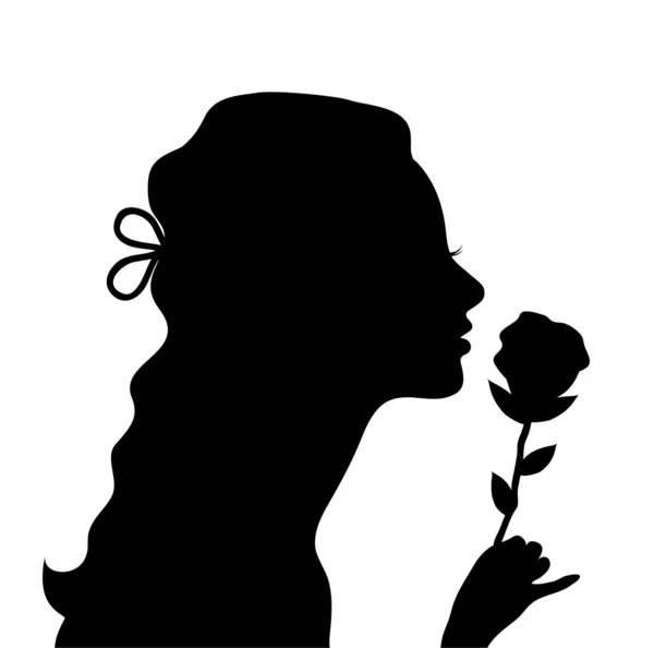 Mujer joven con una rosa — Vector de stock