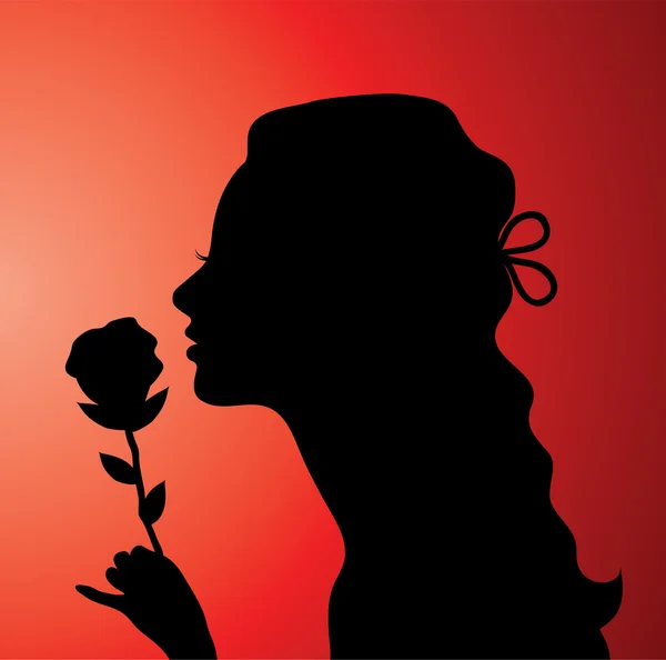 Fiatal nő egy rózsával — Stock Vector