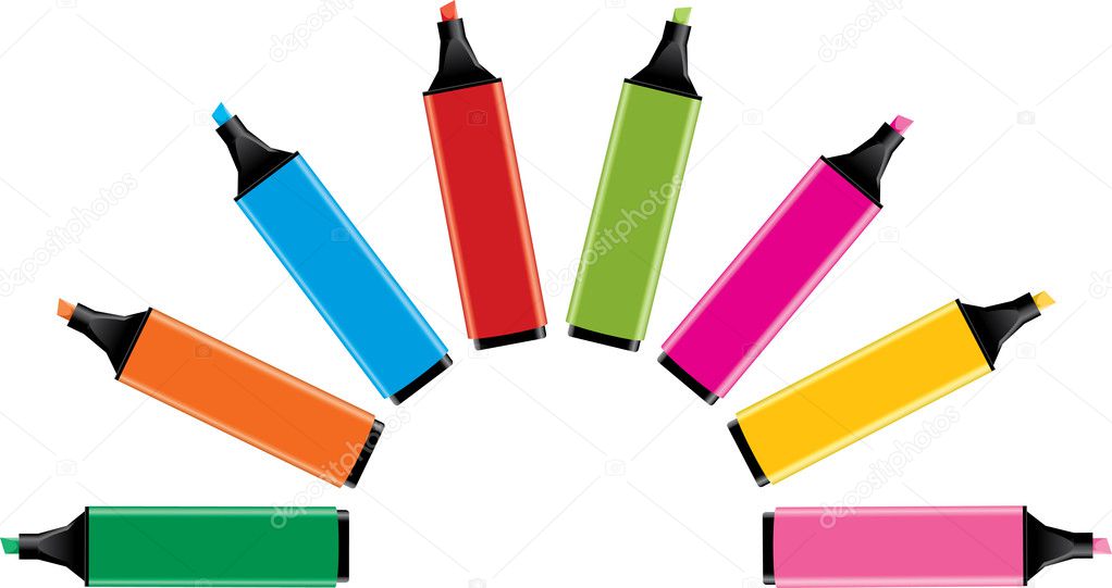 Vector colorful highlighters