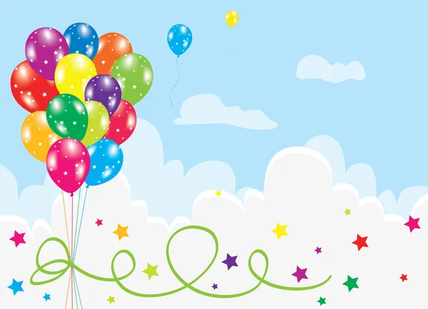 Balões coloridos no céu — Vetor de Stock