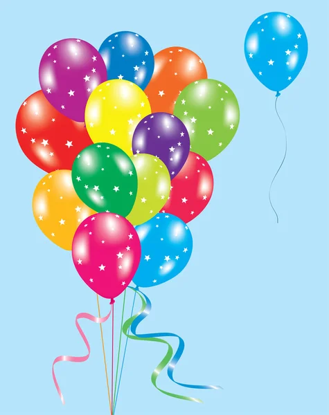 Kleurrijke ballonnen in de lucht — Stockvector