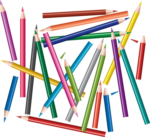 Lápis coloridos, caos — Vetor de Stock